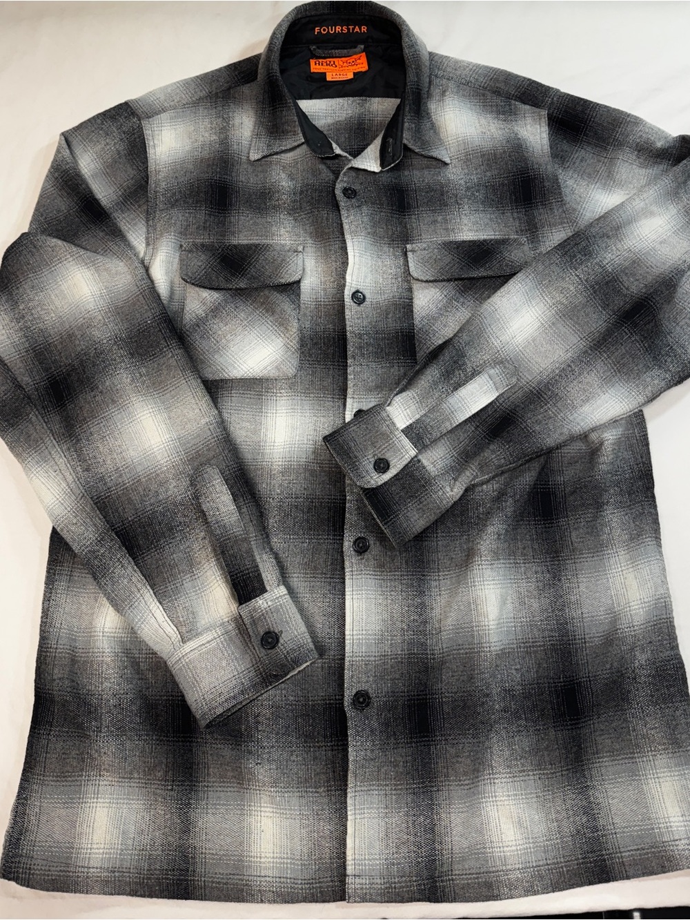 Fourstar Anti Hero Tony Trujillo Shirt Mens Large Black Gray Plaid Wool Flannel